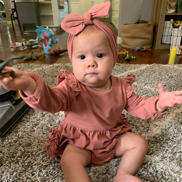 Ruffle butts dusty rose bubble with headband - Picture 4 of 4